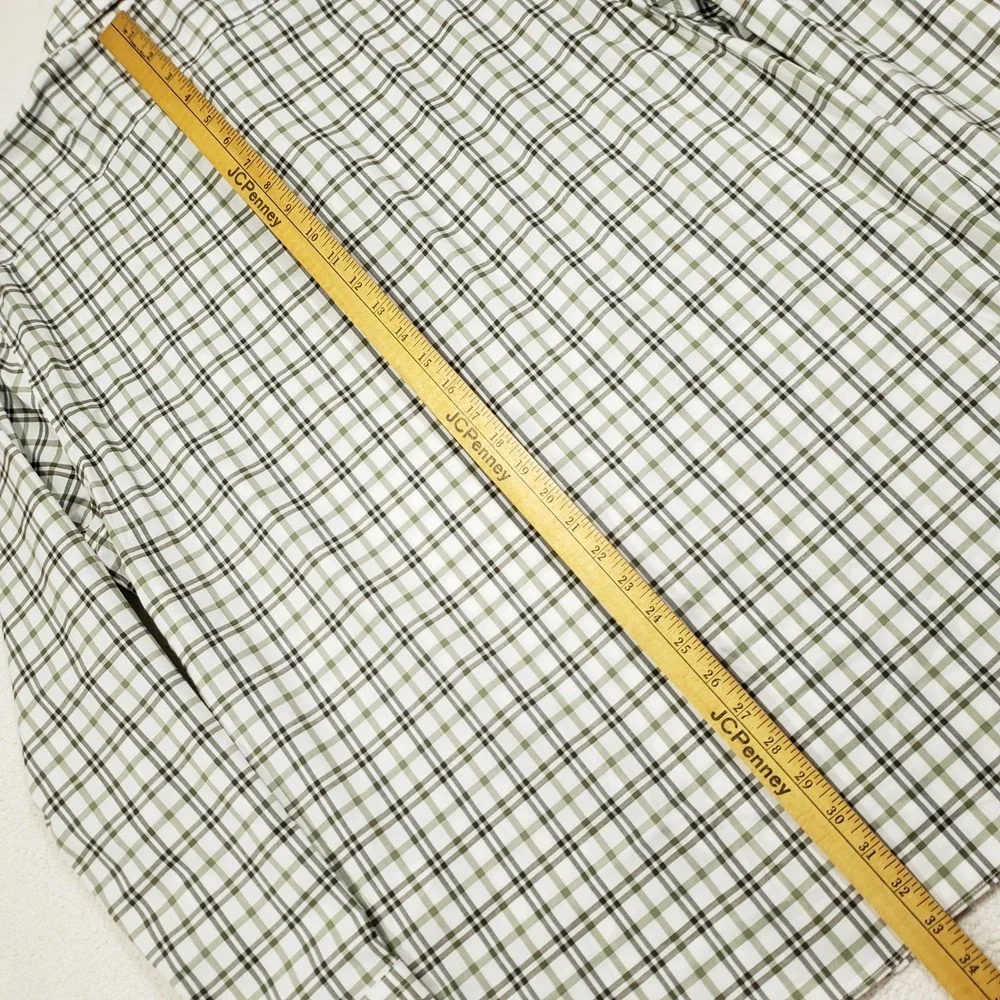 Banana Republic Button Up Shirt Men XXL Green Plaid Slim Fit Cotton Long Sleeve